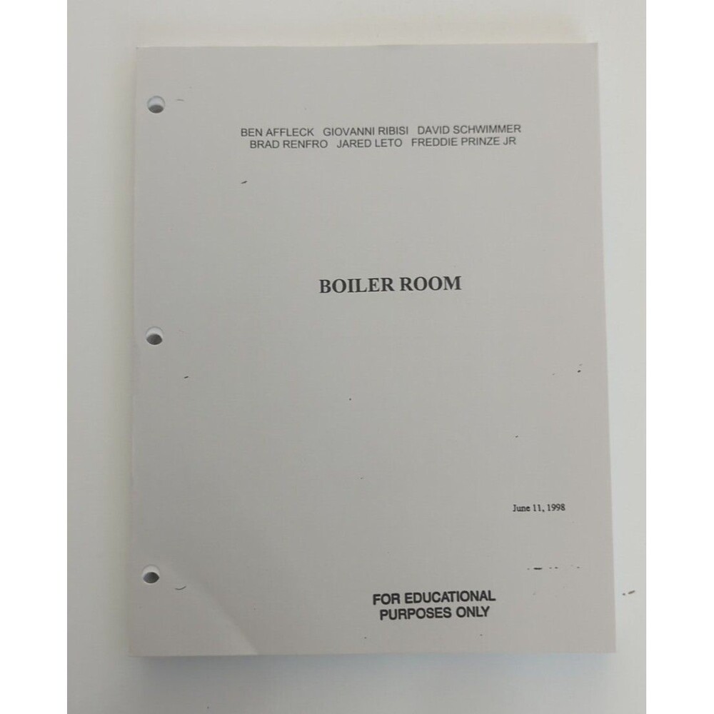1998 Boiler Room Script Ben Affleck Jared Leto Freddie Prince Jr.